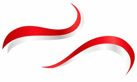 Dynamic Red and White Wavy Ribbon Graphic Elements for Banner Headers Stock Illustration
