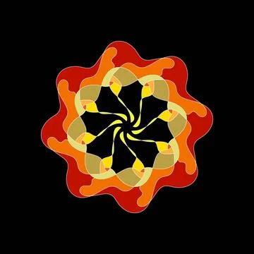 Dynamic Red and Yellow Geometric Spiral Design Stock Illustration