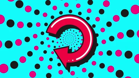 Dynamic Red Arrow Refresh Icon Animated Loop on Turquoise Background with P.. Stock Footage 347067377