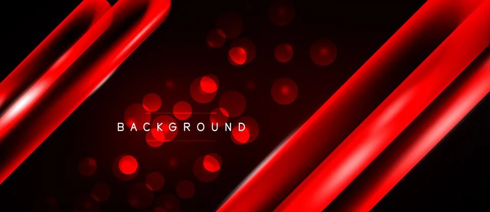 Dynamic red background features diagonal lines, blurred circles. Modern desig Stock Illustration