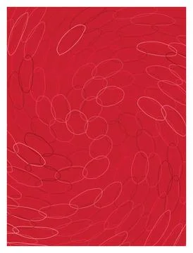 Dynamic red background pattern featuring overlapping circular hand drawn sp.. Stock Illustration