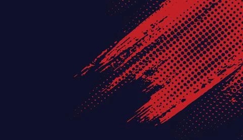 Dynamic red brush stroke background with modern halftone pattern and dark blue Stockillustratie