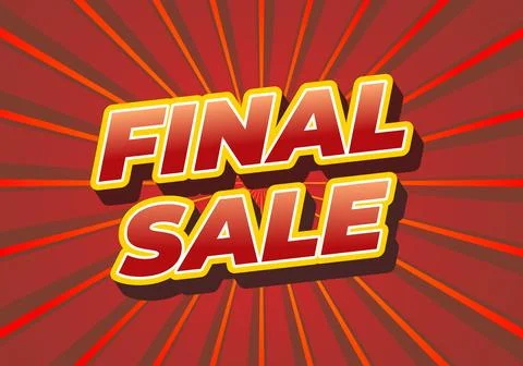 Dynamic red burst background with bold yellow outlined red text FINAL SALE in Stock Illustration