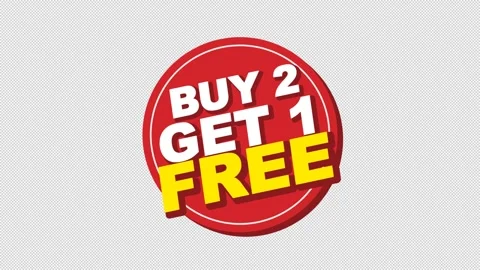 Dynamic Red Buy 2 Get 1 Free Retail Sale Badge Stock Footage 344756060