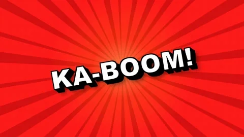 Dynamic Red Comic Style Background with Ka Boom Text Animation Stock Footage 336619473