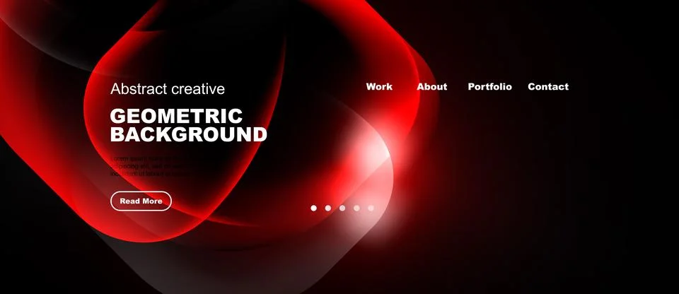Dynamic red design features flowing shapes, text elements, navigation options Stock Illustration