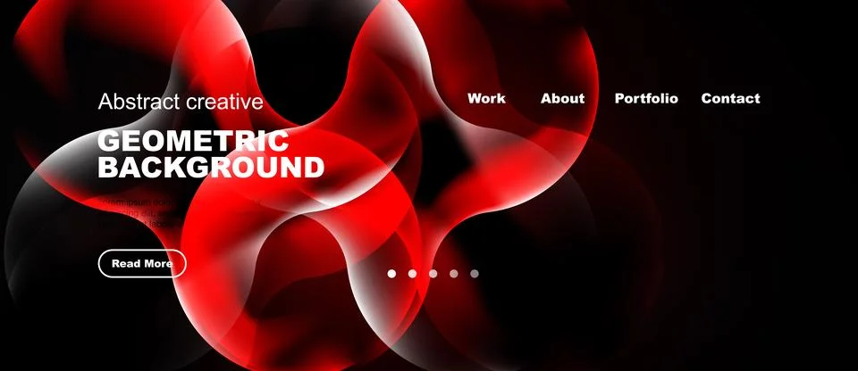 Dynamic red design features flowing shapes, text elements, navigation options Stock Illustration