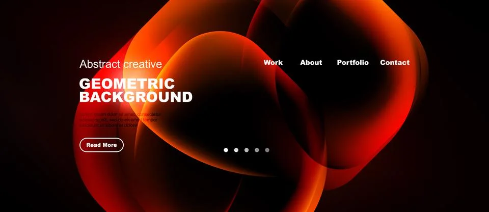 Dynamic red design features flowing shapes, text elements, navigation options Stock Illustration