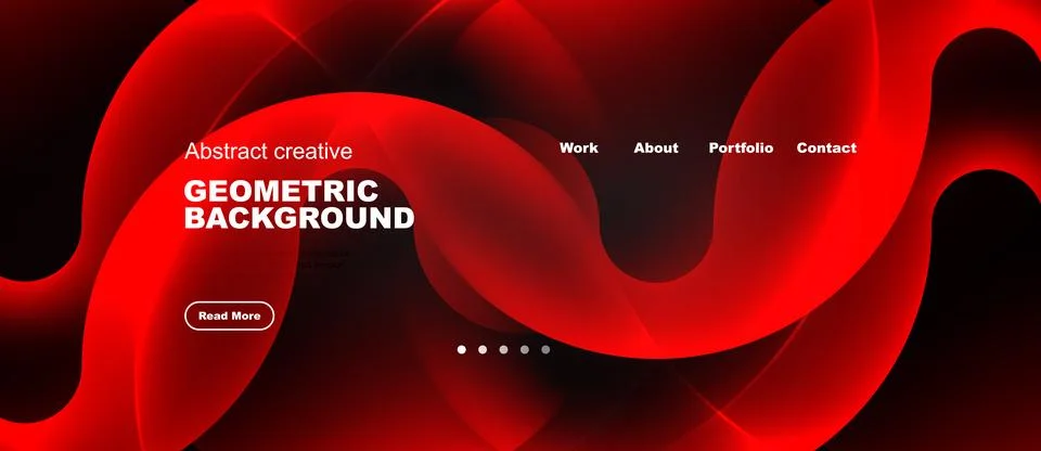 Dynamic red design features flowing shapes, text elements, navigation options Stock Illustration