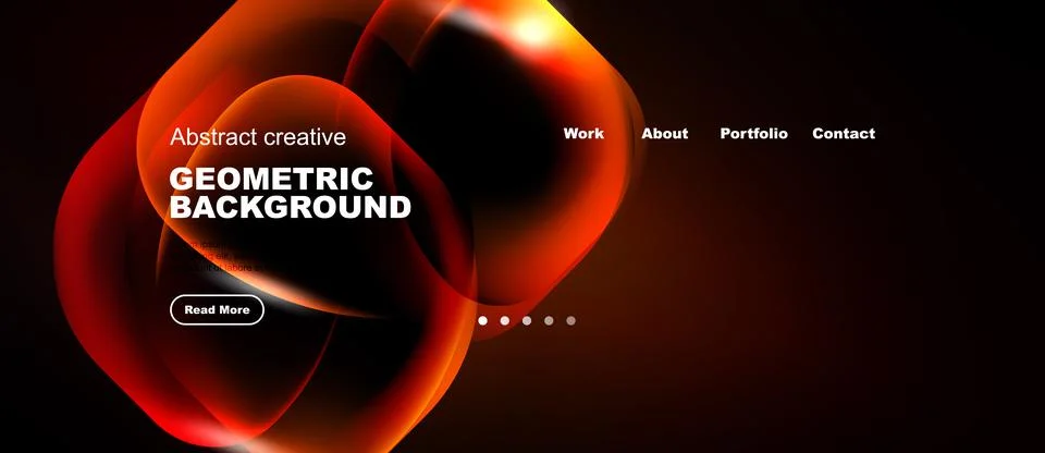 Dynamic red design features geometric shapes, text elements, navigation opt.. Stock Illustration
