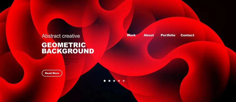Dynamic red design. Fluid shapes create modern website header. Text elements Stock Illustration