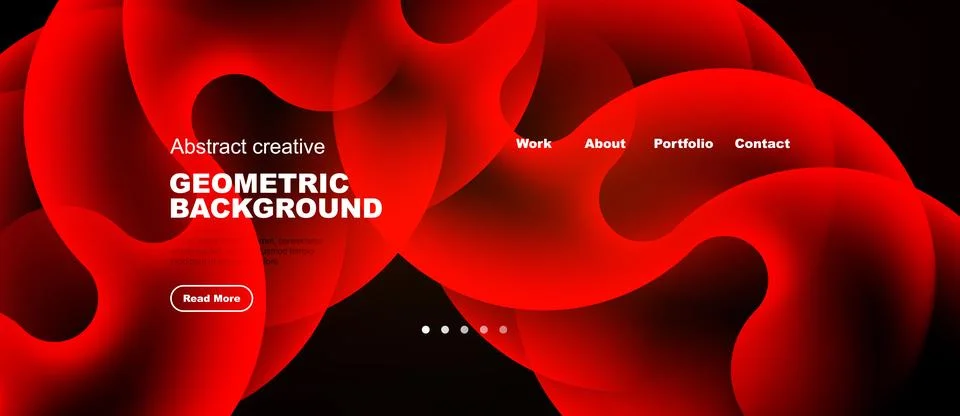 Dynamic red design. Fluid shapes create modern website header. Navigation men Stock Illustration
