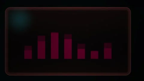 Dynamic Red Digital Audio Equalizer Bars Pulsing on Dark Background. Stock Footage 340525658
