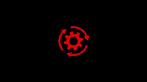Dynamic Red Gear Circle Continuous Process Flow Symbol Stock Footage 332526387