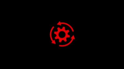 Dynamic Red Gear Circle Continuous Process Flow Symbol Stock Footage 332526391