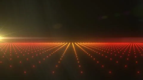A dynamic red glowing digital grid horizon, showcasing abstract futuristic te Stockillustratie