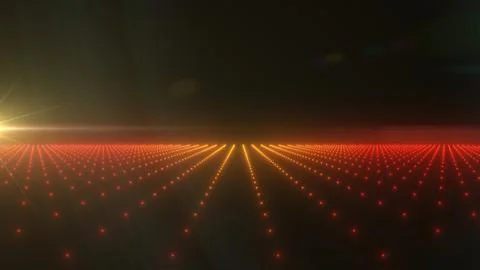 A dynamic red glowing digital grid horizon, showcasing abstract futuristic .. Foto stock