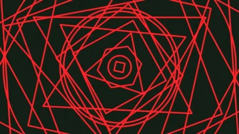 Dynamic red glowing polygonal geometry background for futuristic technology.. Stock Footage 342205607