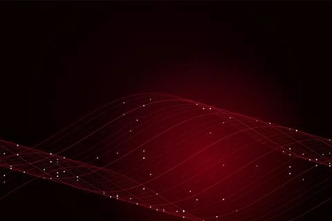 Dynamic red glowing wave background with floating digital particles for dis.. 스톡 일러스트