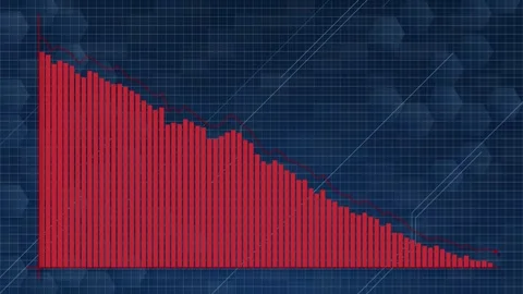 Dynamic Red Graphs on Blue Grid Background Animation Stock Footage 308438098