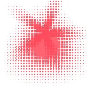 Dynamic Red Halftone Pixel Burst on White Background - Modern Abstract Digi.. Stock Illustration