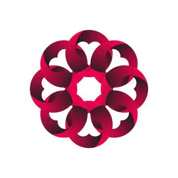 Dynamic Red Interlocking Circle Design Illustrazione stock