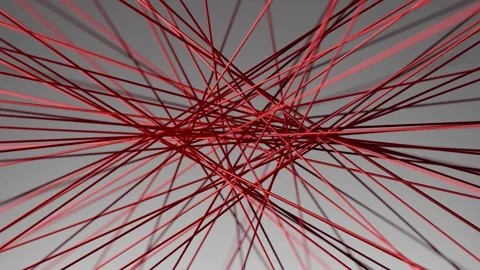 Dynamic red line pattern forming an intricate abstract 3D shape Stockbeeldmateriaal 332465007