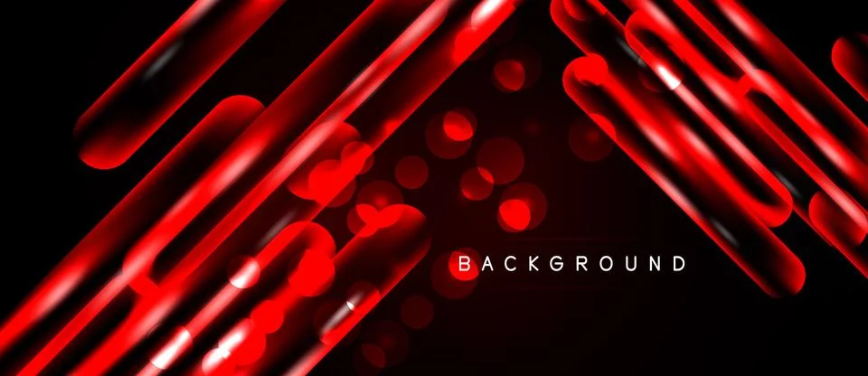Dynamic red lines, circles over black backdrop. Modern design, vibrant energy Stock Illustration