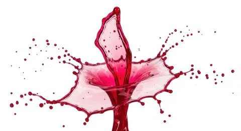 Dynamic red liquid splash frozen in time dynamic motion refreshing beverage.. Stock Illustration