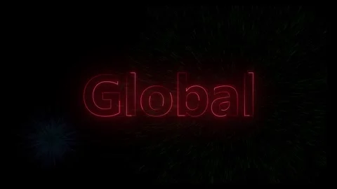 Dynamic red neon global text animation with explosive background effects Stock Footage 318099180
