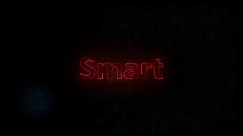 Dynamic red neon smart text animation with bursting light effects on black backg Stock Footage 318099101