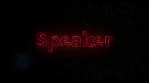 Dynamic red neon speaker text animation with explosive background effects Stock Footage 318099221