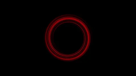 Dynamic red rings spinning on black, a mesmerizing motion graphic, perfect for Stock Footage 321386191