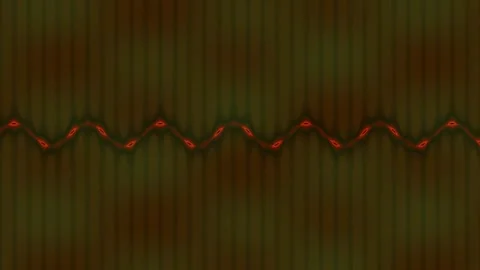 Dynamic red sine wave equalizer animation on deep brown gradient background Stock Footage 336880821