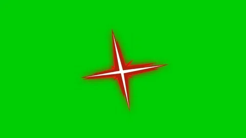 Dynamic red starburst shape with sharp edges on a vibrant green background Stockbeeldmateriaal 335091914