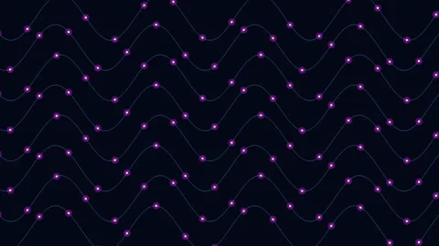 Dynamic red wave intricate pattern of rhythmic red dots on black background Stock Footage 303530422