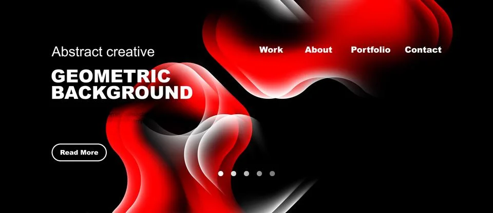 Dynamic red, white shapes over black backdrop. Text elements present, includi Illustrazione stock