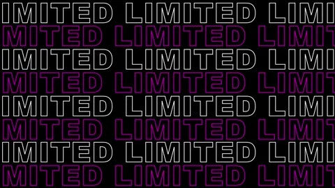 Dynamic repeated text animation with the word "LIMITED". Stock Footage 315289675
