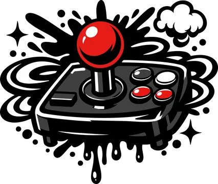 Dynamic Retro Arcade Gaming Joystick Illustration for Digital Media Designs Stock Illustration