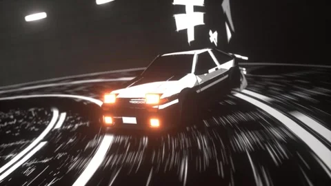 Dynamic Retro Car VJ Loop drifting in neon lit tunnel,  Stock Footage 296269195