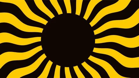 Dynamic retro psychedelic yellow and black wavy sunburst background with ce.. Stock Illustration