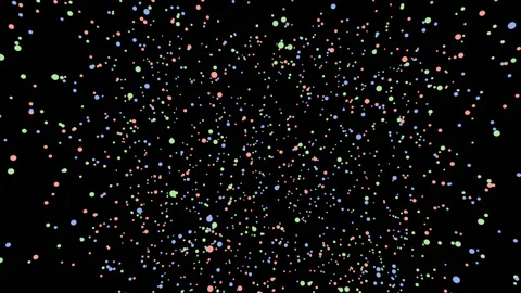 Dynamic RGB Spheres Falling on Black Background Stock Footage 313428175