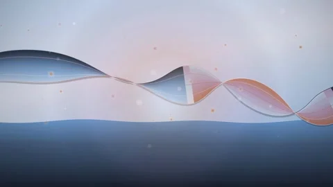 A dynamic ribbon-like wave flows horizontally with soft-focus particles drif Stock Footage 340678245