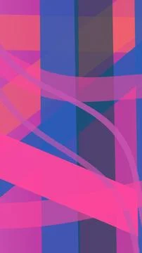 Dynamic ribbons and vertical forms in hot pink, navy, purple, and coral pro.. Illustrazione stock