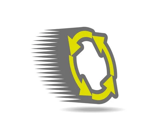 Dynamic ring made of green, grey-framed arrows in perspective during movement Stock Illustration