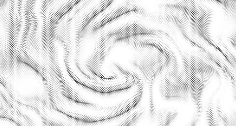 Dynamic ripple halftone mesh pattern with black and white gradient effects 스톡 일러스트