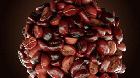 Dynamic Roasted Coffee Beans Animation Stock Footage 282954629