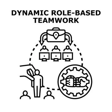 Dynamic role based teamwork managing project responsibility Stock Illustration