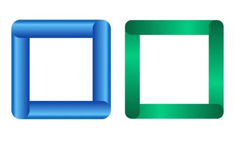 Dynamic Rolled Square Frame and Clean Green Square Frame for Text or Images Stock Illustration