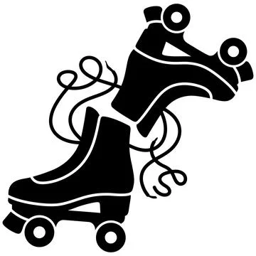 Dynamic Roller Skating Activity Silhouette Illustrating Retro Recreation an.. Stock Illustration